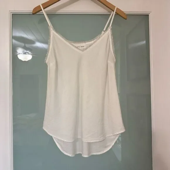 Bella Dahl White V-Neck Frayed Tencel Cami - Picture 4 of 9